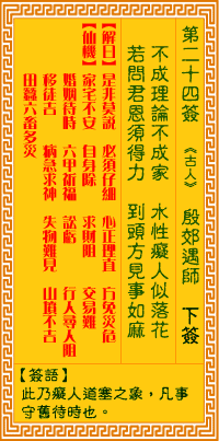 观音灵签24签，观音灵签第二十四签：二四签 殷郊遇师（下签）